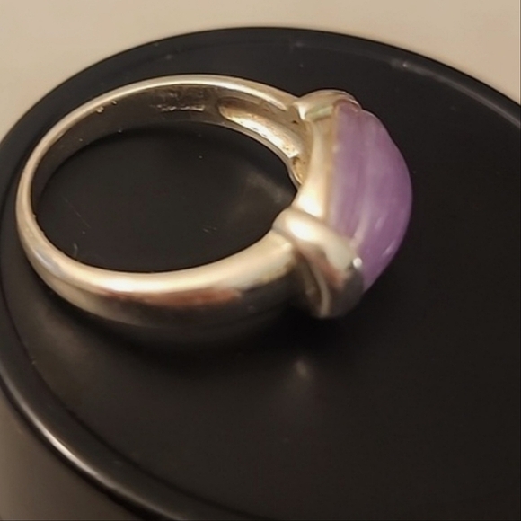 Lavender Jade East West Silver 925 Ring Size 8 - Picture 6 of 8